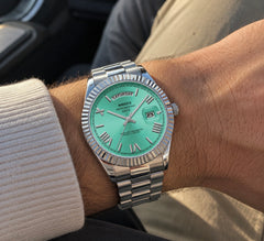 Chancellor Silver / Light Green on the wrist, lifestyle view 2