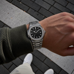 Horizon Silver / Black on the wrist, lifestyle view